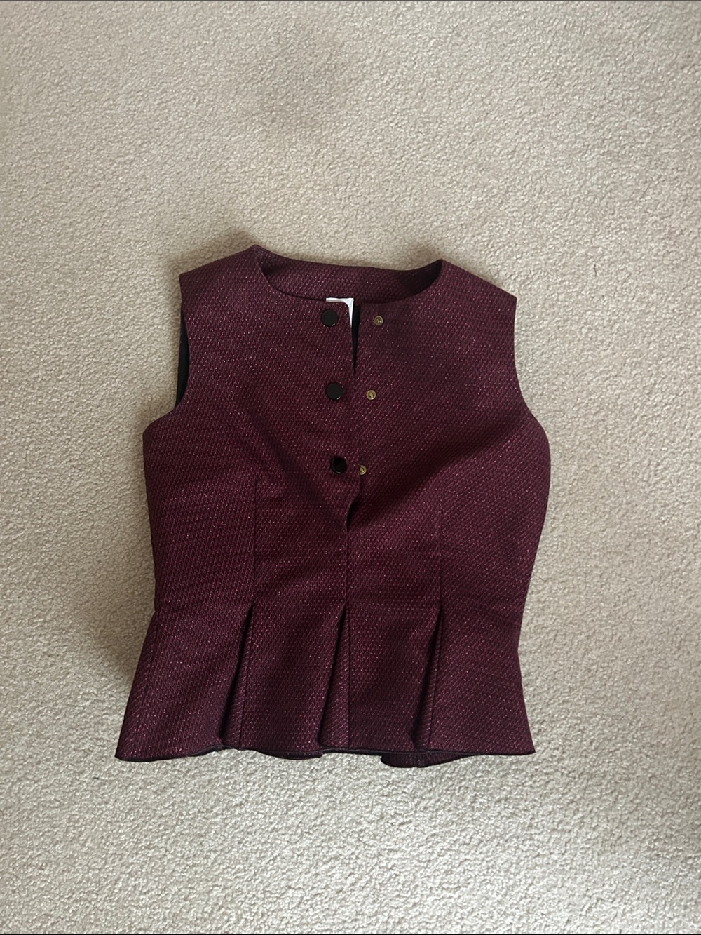 Missoni Sleeveless Peplum Top in Deep Burgundy